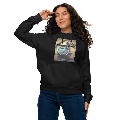 Don't waste time make time Unisex eco raglan hoodie