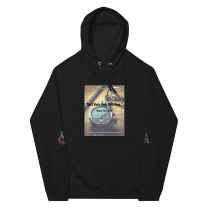 Don't waste time make time Unisex eco raglan hoodie