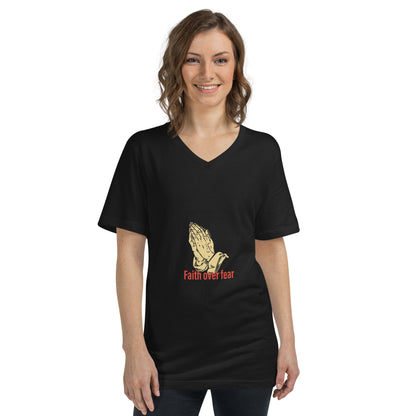 Faith over fear Unisex Short Sleeve V-Neck T-Shirt