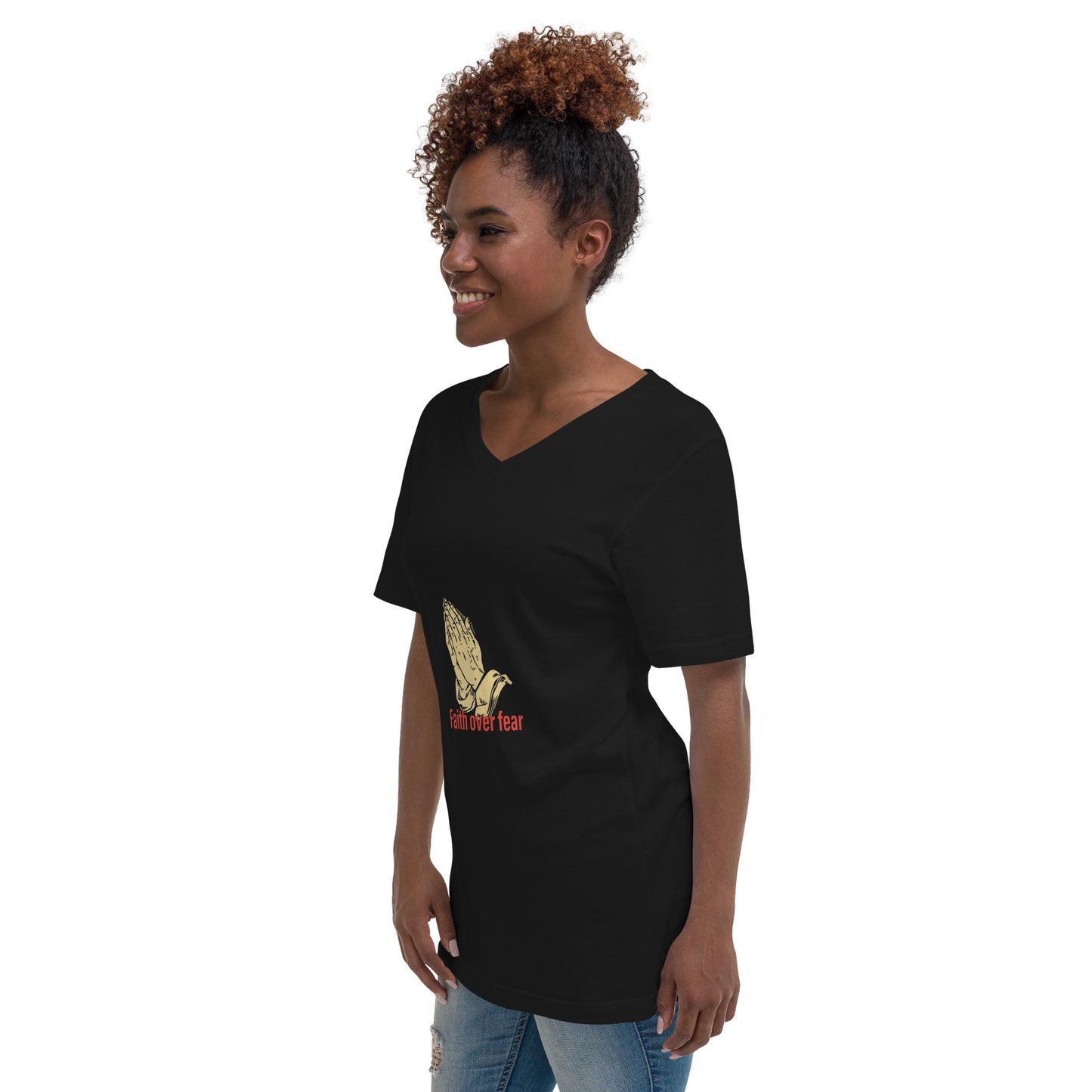Faith over fear Unisex Short Sleeve V-Neck T-Shirt