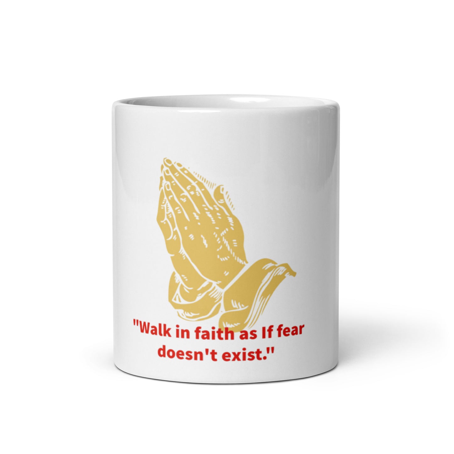 walk in faith White glossy mug