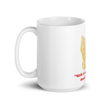walk in faith White glossy mug