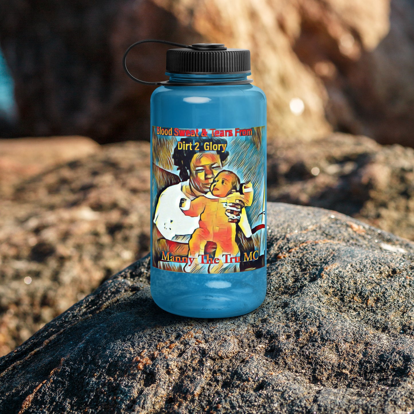 Blood Sweat & Tears from Dirt 2 Glory Wide mouth plastic water bottle