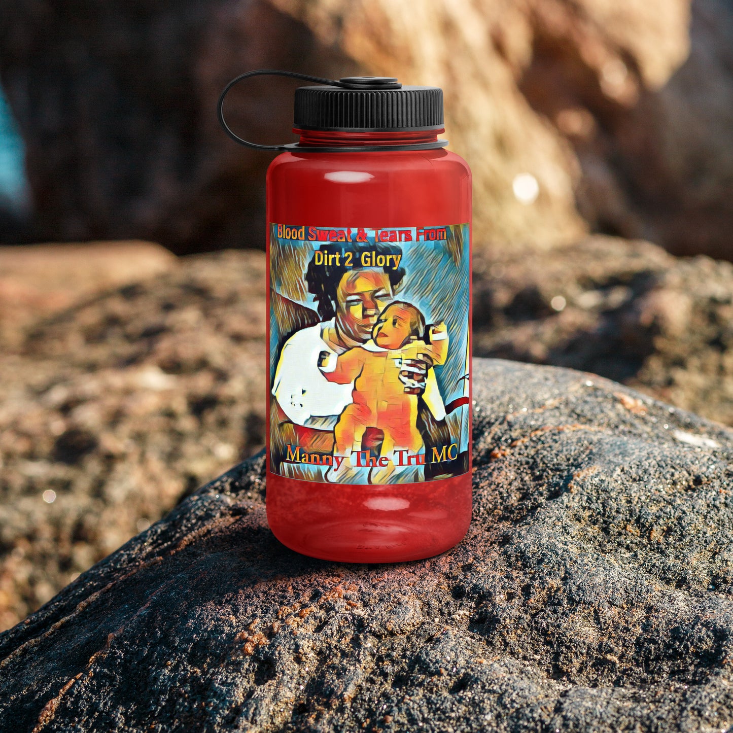 Blood Sweat & Tears from Dirt 2 Glory Wide mouth plastic water bottle