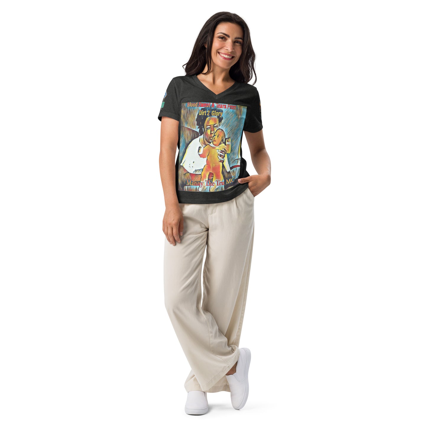 Blood Sweat & Tears from Dirt 2 Glory Women’s relaxed v-neck t-shirt