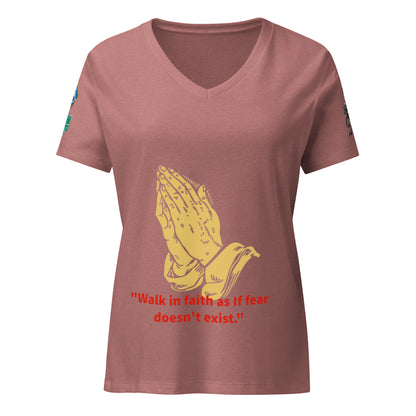 walk in faith Women’s relaxed v-neck t-shirt