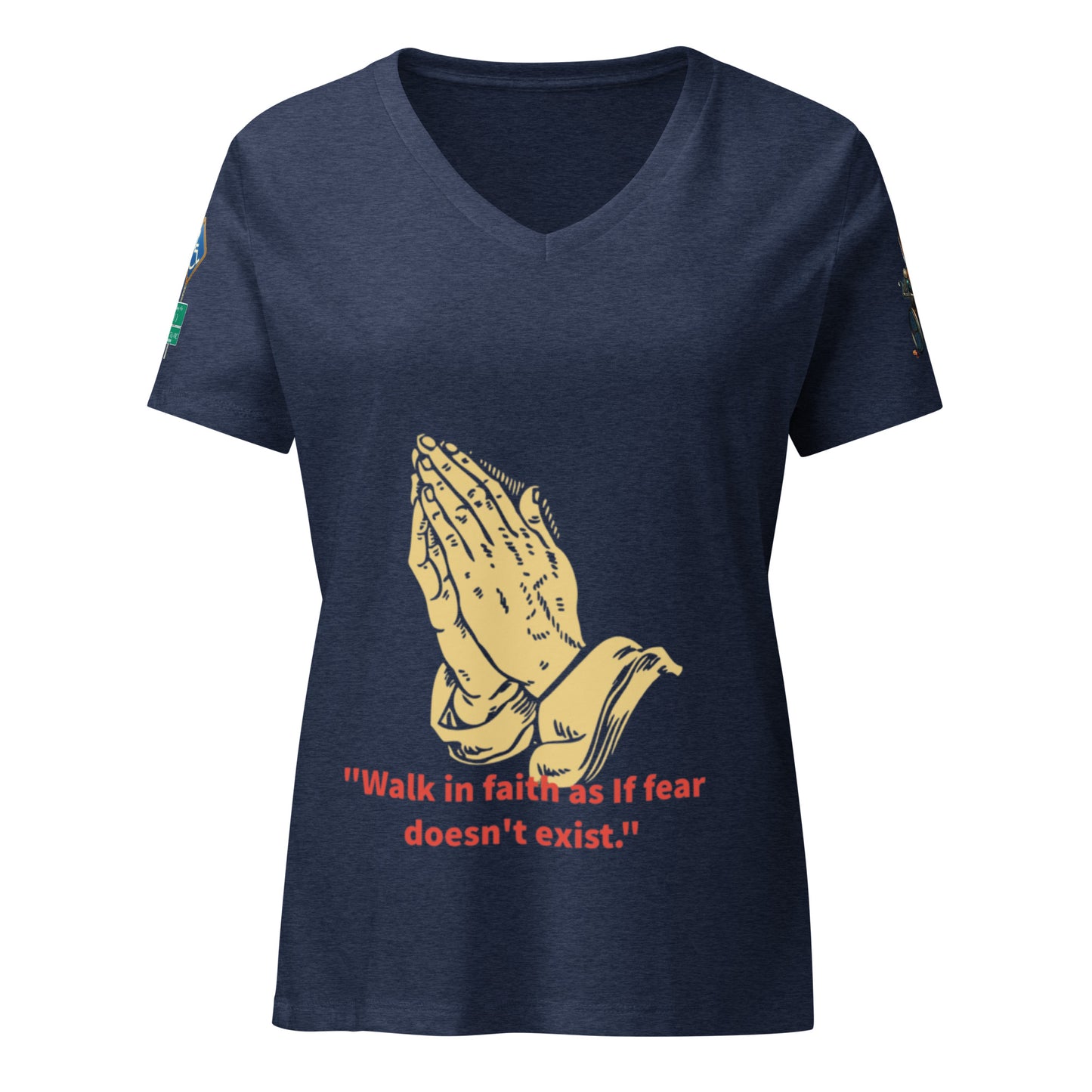 walk in faith Women’s relaxed v-neck t-shirt