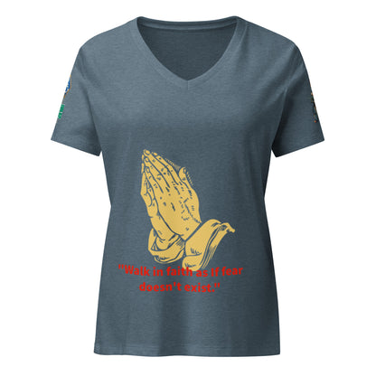 walk in faith Women’s relaxed v-neck t-shirt