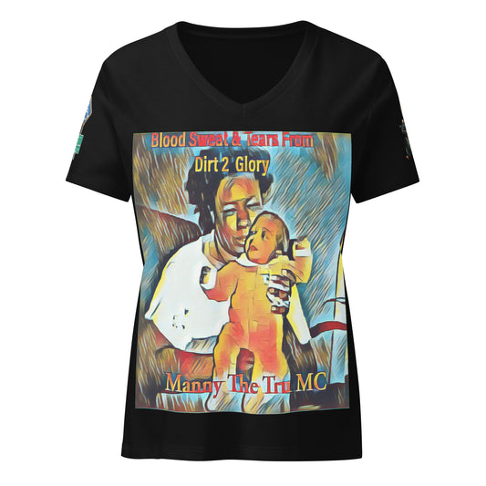 Blood Sweat & Tears from Dirt 2 Glory Women’s relaxed v-neck t-shirt