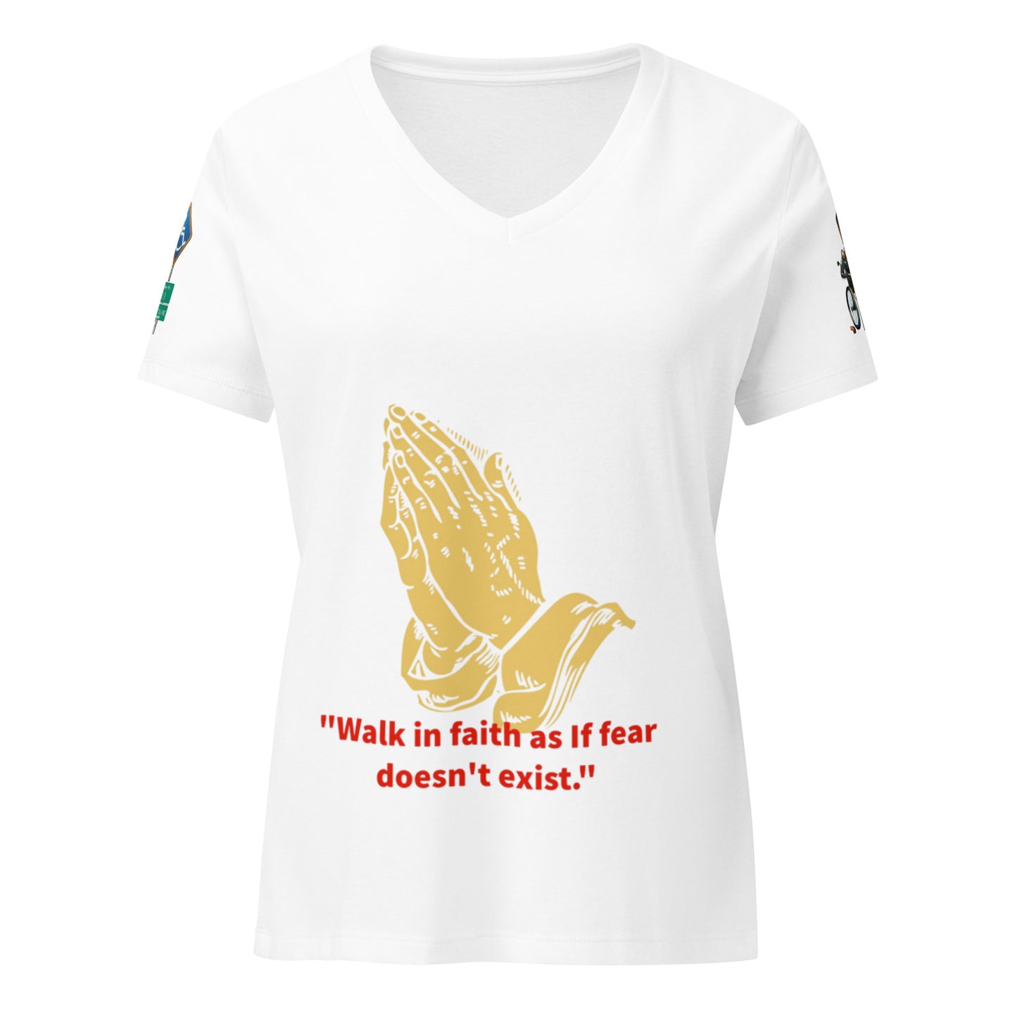 walk in faith Women’s relaxed v-neck t-shirt