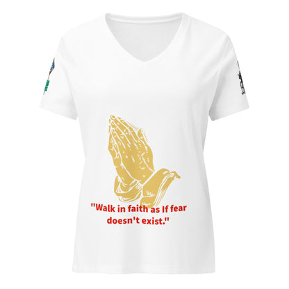 walk in faith Women’s relaxed v-neck t-shirt